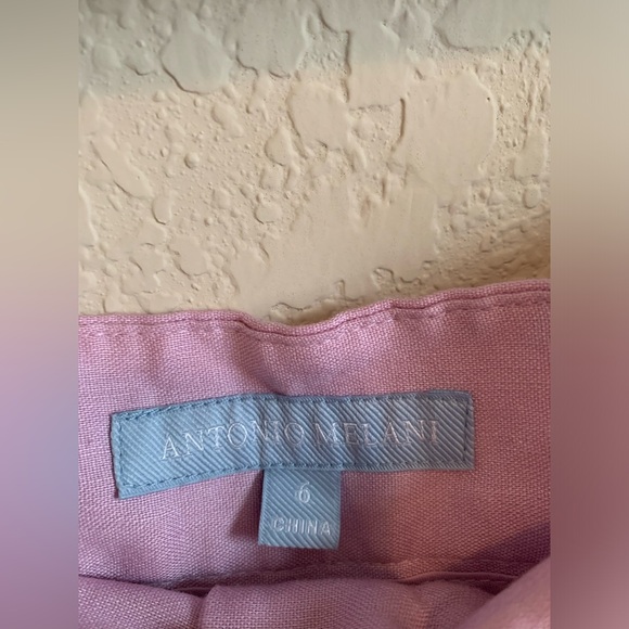 ANTONIO MELANI Light Pink Linen-Blend Wide-Leg Pants & Sleeveless Crop Tank Set - Picture 2 of 13